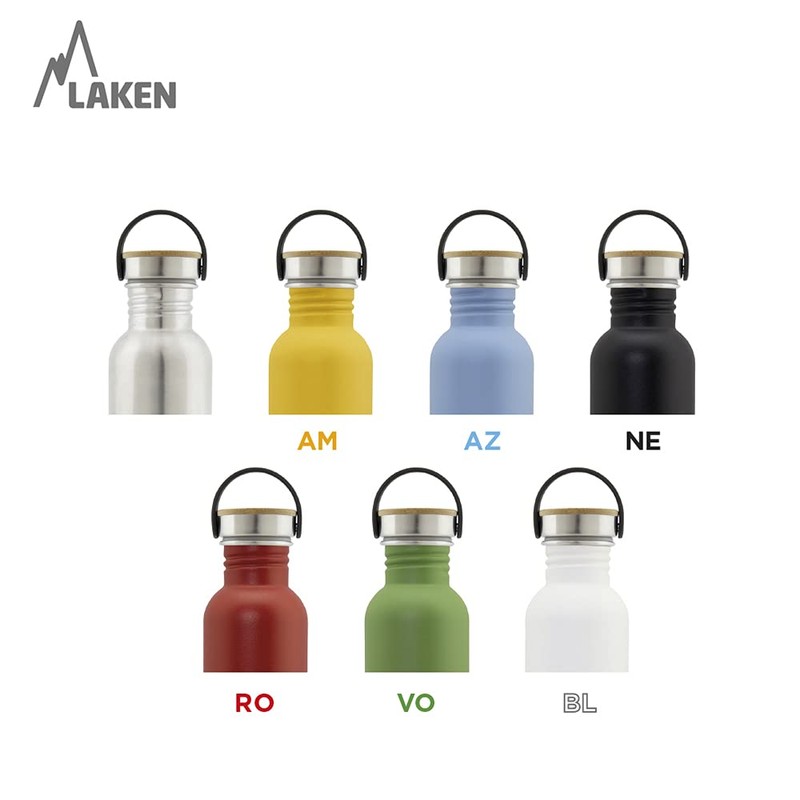 Laken Basic Stainless Steel Bottle, Water Bottle, Wide Opening with