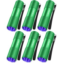 LEAGY 6 Pack UV Ultra Violet Blacklight 9 LED Flashlight Torch Light Outdoors Etc (Green)