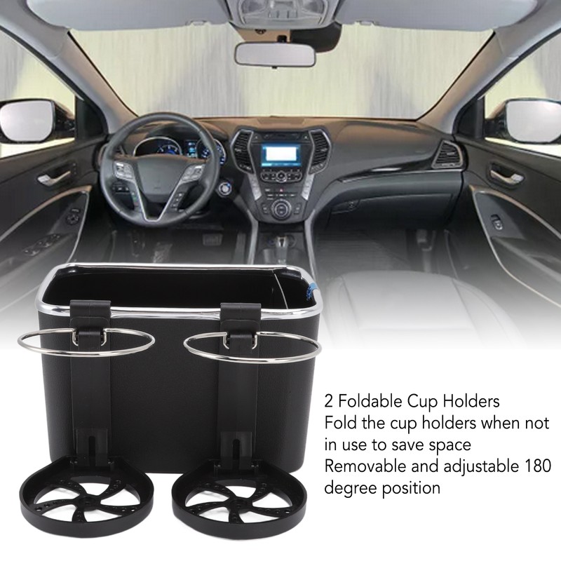 Car Armrest Storage Box Foldable Bottle Holder Universal Vehicle Tissue