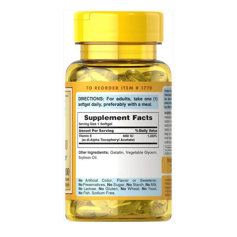Puritan's Pride Vitamin E 400 IU Softgels, 250 Count
