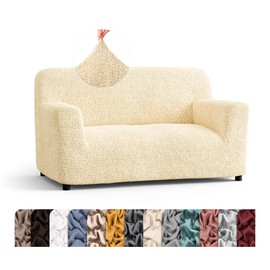 PAULATO BY GA.I.CO. Loveseat Slipcover - Oversized Chair Cover - Stretch Couch Cover - Cushion Love Seat Sofa Cover - 1-Piece Form Fit Washable Protector - Microfibra Collection - Cream