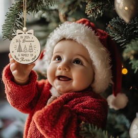 Set of 3 Wooden Baby First's Christmas 2024 Ornament Keepsake, for First Mom, 1st Dad, Family of Three, New Mom, New Dad, Stocking Stuffers for New Born, Christmas Tree Decoration