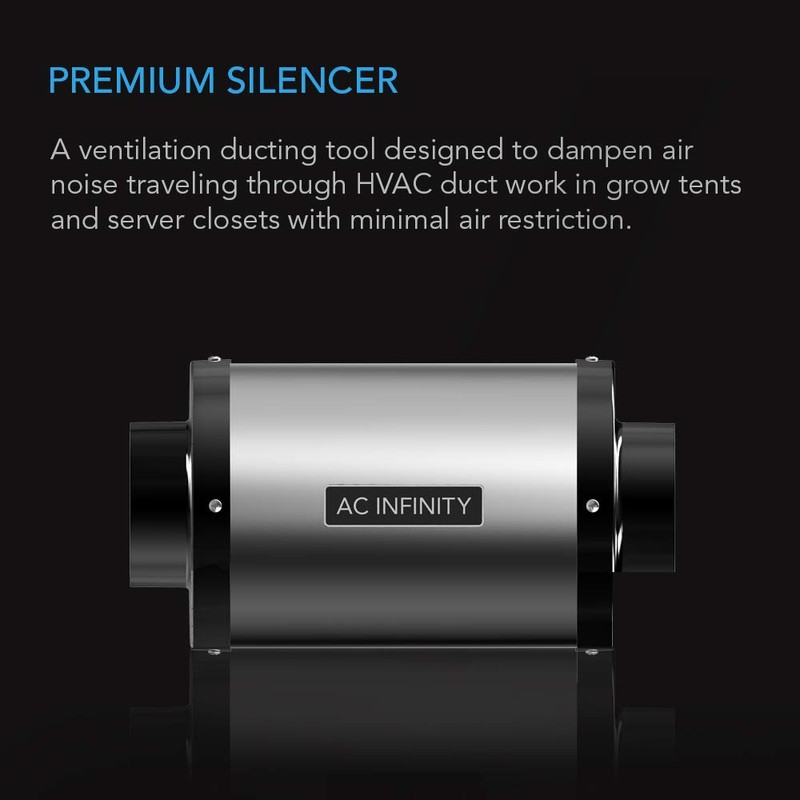 AC Infinity Inline Duct Fan Silencer, 6" Noise Reduction Muffler