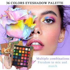DWDiWen 36 Colors Makeup Eyeshadow Palette, Colorful Matte Glitter Eyeshadow Makeup Palette, Professional Waterproof Shimmer Eyeshadow Palette, Highly Pigmented Powder Eyeshadow Makeup Set(A)
