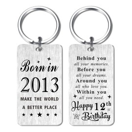 12th Birthday Gifts for Boys Girls - 12Year Yr Old Birthday Keyring for Him Her Women Men 2013 Birthday Decoration