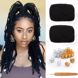 Afro Kinky Bulk Human Hair For Dreadlock Extensions Repair Locs,Twist Braiding, 100% Human Braiding Hair ，30Grams each bundles Total (8Inch #1B 2Bundles)