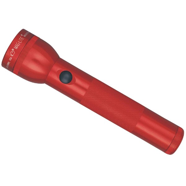 Maglite Flashlight, Red, 2 Cell D