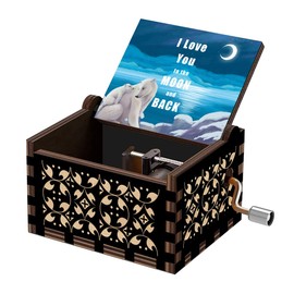 Music Box Gift for Daughter Son, I Love You to the Moon and Back Dad Mom Birthday Anniversary Father Day Hand Crank Musical Box