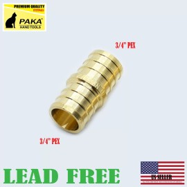 PAKA TOOLS 50 PC PREMIUM GRADE 3/4" X 3/4" PEX COUPLING  - BRASS CRIMP FITTINGS (LEAD-FREE)