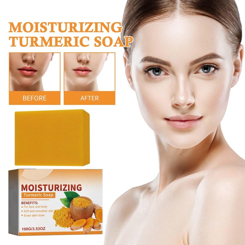 EONFAVE Kurkuma Seife, 2 Stück Turmeric Soap, Kurkuma Seifenstück Naturseife