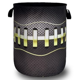 Grey Golden Baseball Texture Laundry Basket Sport Funny Laundry Hamper Foldable Oxford Cloth Colorful Tote Bag Clothes Toy Storage Bucket 18.9" x 16.5"For Bathroom/Laundry Storage/Bedroom