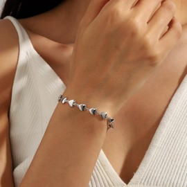 SEIHOP Heart-Link Bracelet Adjustable Bracelets Silver Plated Love Heart Charm Jewelry Gifts for Women and Girls KB0029W