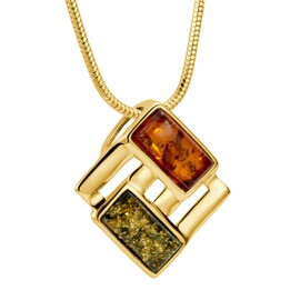 Copal Women's Necklace with Silver Baltic Amber Pendant Two-Tone and Sustainable, Sterling Silver, Amber