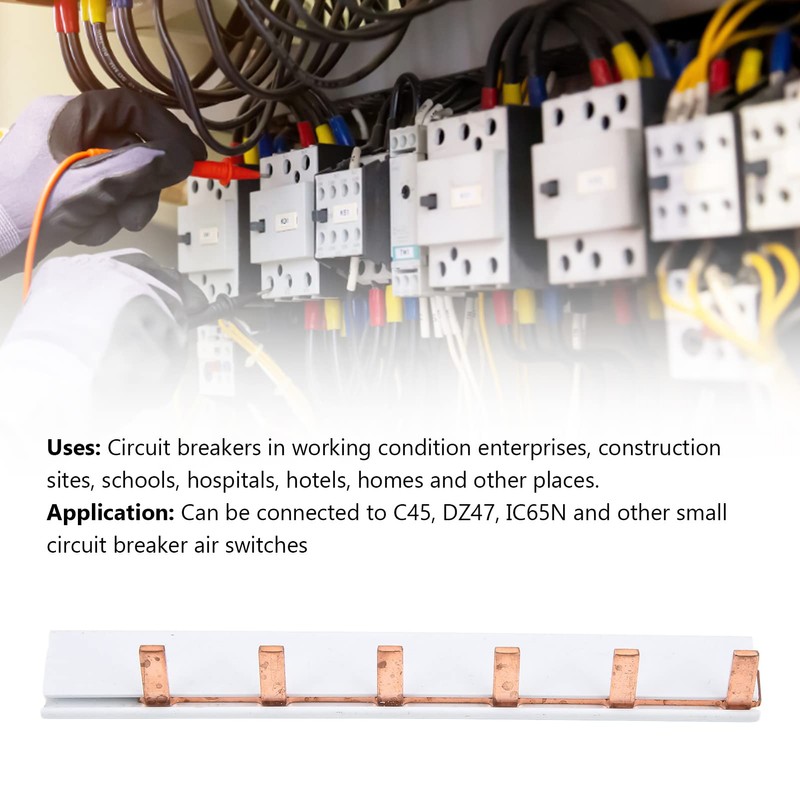 Tissting 6 Way Bus Bar, 63A 230-415V Copper PVC Insulated