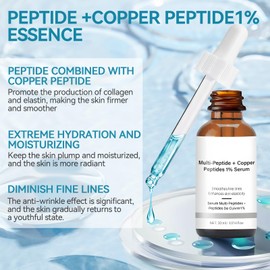 Multi-peptide Copper Peptides 1%, Multitechnology Peptide Serum, Kupfer Copper Peptide Serum mit Hyaluronsäure, Feine Textur, Zieht Schnell Ein für Feine Linien und Elastizität Der Haut, 30ml
