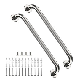 2 Pack 24 Inch Anti Slip Shower Grab Bar Handles, ZUEXT Chrome Stainless Steel Knurled Bathroom Balance Bar, Safety Hand Rail Support,Handicap Elderly Injury Senior Assist Bath Handle(1.25" Diameter)
