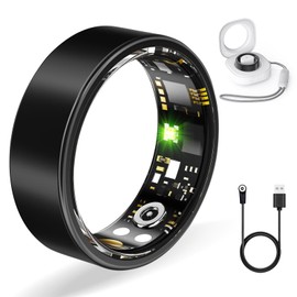 Smart Ring Health for Women & Men,with Charging case,No App Subscription Wearable for Sleep,IP68 Waterproof,8 Sports Modes,Compatible with iOS/Android(Black, #12)