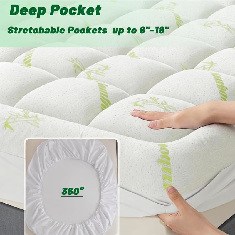 Bamboo Mattress Topper, Westmonth Mattress Pad, Cooling Thick Breathable Viscose