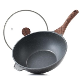 SENSARTE Nonstick Wok Pan with Lid 11Inch, Healthy Stir-fry Pan Chef's Pan