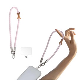 Lithosync Adjustable Phone Lanyard with Detachable Dual Hooks, Anti-Theft Wrist Strap with 8mm Polyester Rope and Zinc Alloy Buckles– Pink – Fits All Phone Cases –50MM
