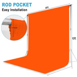 Orange Backdrop for Photoshoot, Professional Photo Backdrop Background Curtain for Product Photography, Portraits, Wedding, Party, Live Streaming Video Recording 8X10 FT (Background Only)
