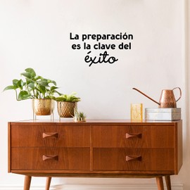 Vinyl Wall Art Decal - La Preparación ES La Clave Del Exito/Preparation is The Key to Success - 13.6" x 25" - Motivating Positive Spanish Quote Sticker for Home School Office Decor (Black)