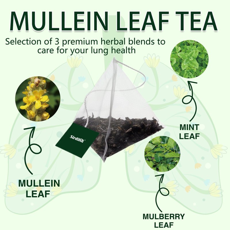 Mullein Tea Bags for Lungs - 20 Teabags (2.47oz/70g), 100%