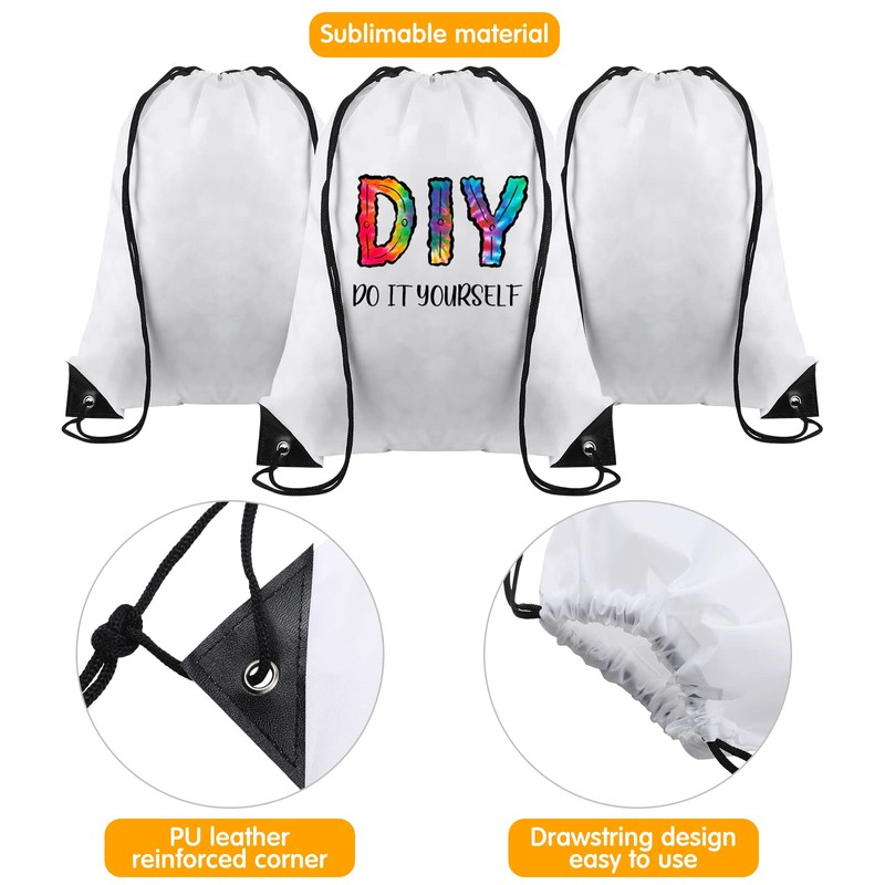 100 Pcs Sublimation Drawstring Bags Bulk White Blank Drawstring Backpacks