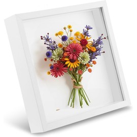 3D Wooden Picture Frame, 20 x 20 cm, Depth Frame for Objects, Flowers, Wedding Bouquets & Memories, Shadow Box for Wall Decoration, Fillable Frame for DIY & Collectibles