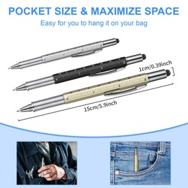 30 Pieces Tool Pen 6-in-1 Multitool Tech Tool Pen with Ruler, Level Gauge, Ballpoint Pen, Stylus Pen, Screwdriver and Slotted Screwdriver Multifunction Pen Tool Gadget for Men Dad (Multi Color)