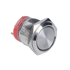 DMWD 16mm Heavy Duty Latching Metal Push Button Switch Waterproof Large Current 20Amp 12V 24V 110V (ON)-Off 1NO Short Height for 5/8" Mounting Hole Without LED 2 Pins