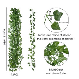 Freyalife Fake Vines for Room Decor(48Pack336Ft) Aesthetic Artificial Plant Ivy Leaves Hanging Greenery Garlands for Home Bedroom Wall Wedding Christmas Party Office patio Indoor, Outdoor Garden Décor