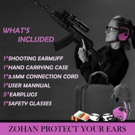 ZOHAN EM054 Electronic Ear Protection for Shooting Range with Sound Amplification Noise Reduction, Ear Muffs for Gun Range (Purple,Case)