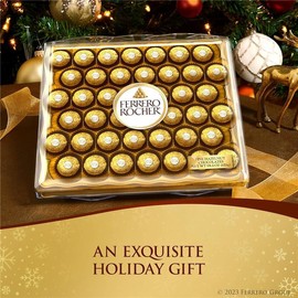 Ferrero Rocher, 48 Count, Premium Gourmet Milk Chocolate Hazelnut Holiday Gift Box, 21.2 Oz Snack Bonbon Dessert Creamy Ferrero Rocher - Flavor: hazelnut , Box#: 1 Box