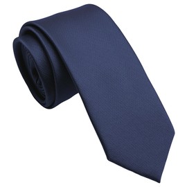 ZENXUS Solid Skinny Ties for Men, 2.5 inch Slim Deep Navy Necktie