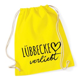 Huuraa Tasche Lübbecke verliebt Geschenk Beutel Yellow 12 Liter Baumwolle Lübbecke Souvenir