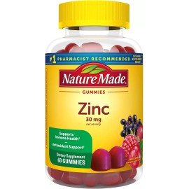 Nature Made Gluten-Free Extra Strength Zinc 30 mg Dietary Supplement, 60-Gummies