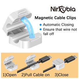 [15 Pack] Magnetic Cable Clips, Easy to Adjust, Enhanced Adhesive Wire Organizer, Desk Cable Management, Mini Holder for Wire Or Cable Clips for Home, Office, Car, Desk, Nightstand (White-15 Pack)