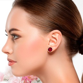 Black and red polka dots stud earrings, Abouki women's girls' children's stainless steel earrings, polka dots, rockabilly, handmade earrings, silver-coloured