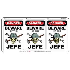 StickerDad Danger Beware of The JEFE Hard Hat Helmet Sticker (3 Pack) (Size: 2.25" x 1.5") - for Windows, Walls, Bumpers, Laptop, Lockers, etc.