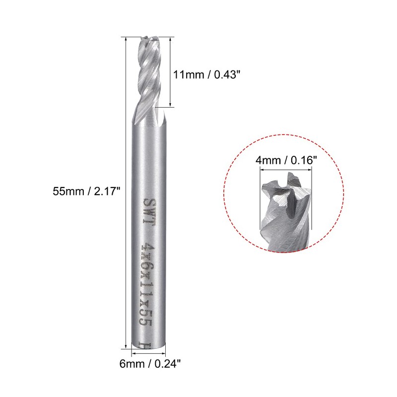 sourcingmap 4PCS 6mm Shank 4mm x 11mm Straight Flat Nose