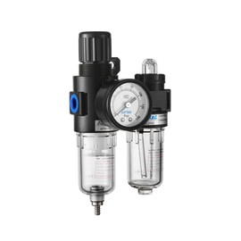 Compressed Air Filter Regulator Lubricator Combo Airtac AFC2000 1/4''NPT 0-140 PSI with Pressure Gauge Semi-Auto Drain 3 in 1 Two FR.L Unit