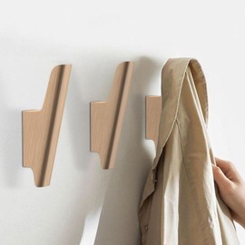 FCOWK Wall Hooks 4 Pack Coat Hooks Mounted Natural Wood Hooks for Hanging Hat, Bag, Jacket, Purse, Towel. Decorative Wooden Heavy Duty Hook for Entryway and Bathroom