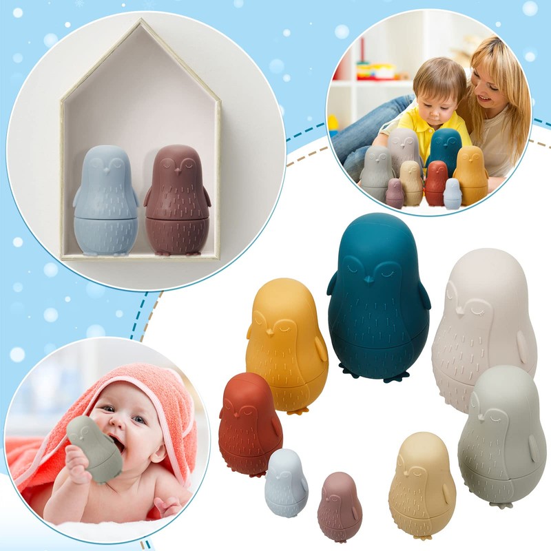 Chivao 8 Pieces Russian Nesting Dolls, Silicone Matryoshka Doll Easter