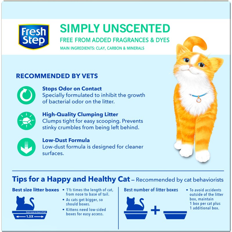 Fresh Step Clumping Cat Litter, Unscented, Long Lasting Odor Control