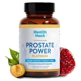 Health Hack Prostate Power Platinum  Frmula Superior Potente para Salud Prstata  Avanzada Ciruelo Africano, T Verde, Curcuma, Licopeno, Zinc,...      