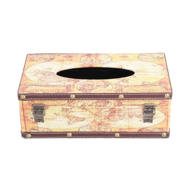 Tissue Box Organizer Composite Wood Leather Rounded Edges Premium Texture