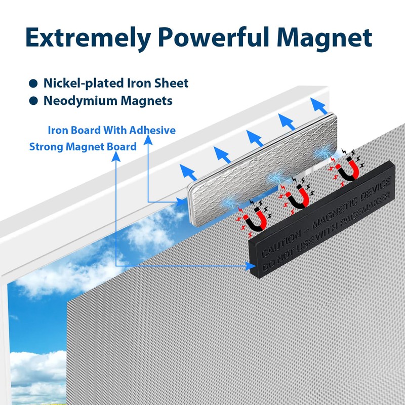 Blackout Blind,No Drill Installation with 12-Pair Strong Magnets,Temporary Light Blocking