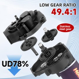 HobbyPark 180 Brushed Motor w/Transmission Gearbox Including 49.4:1 Gears & Stainless Steel Pinion 11T Assembly for Traxxas TRX4M 1/18 RC Crawler Car Upgrades (50T)