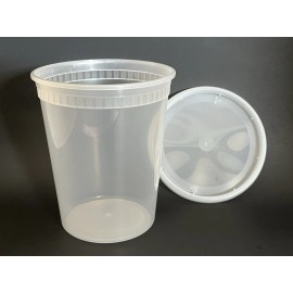 32oz Heavy Duty Round Plastic Food Takeout Containers with Lids 24 sets